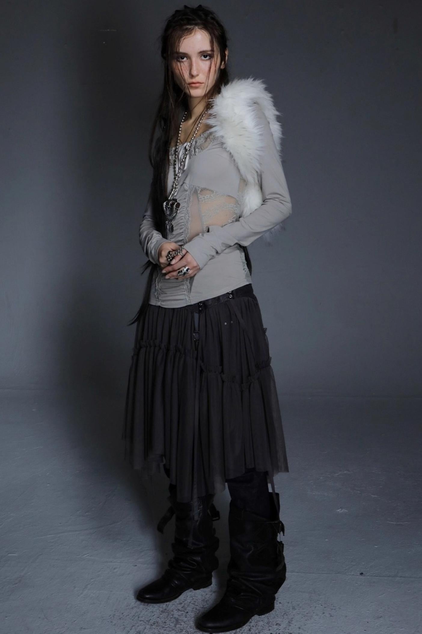 Shoulder Lace Girly Slim Long Sleeve T-Shirt