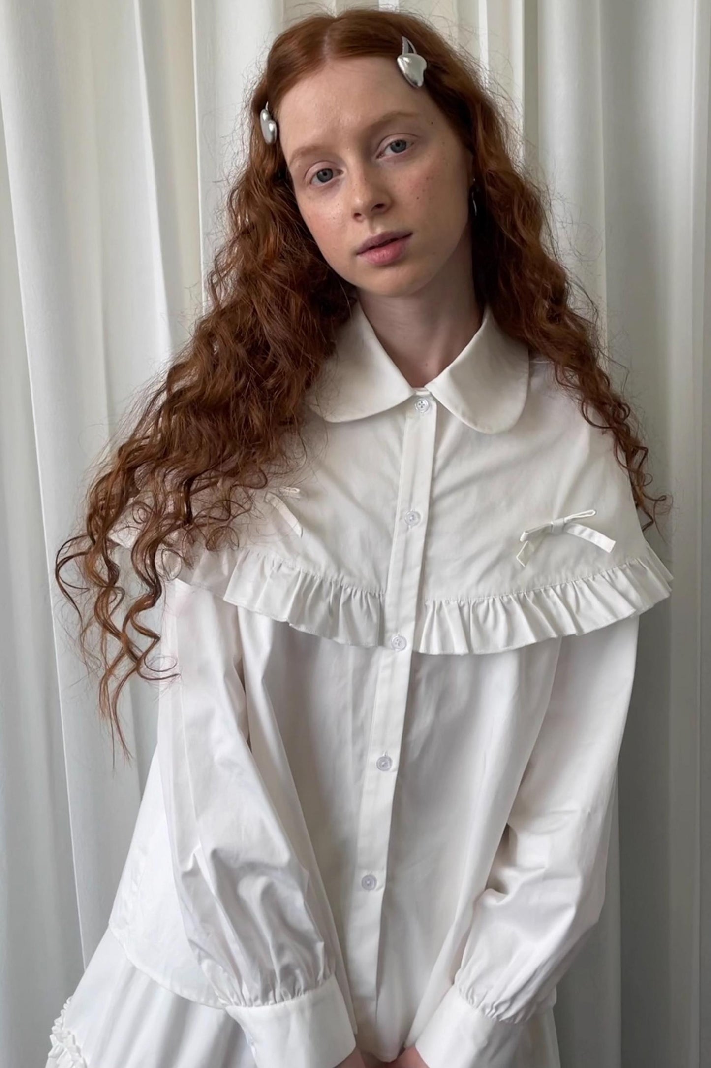 Navy Lace Doll Collar Shirt