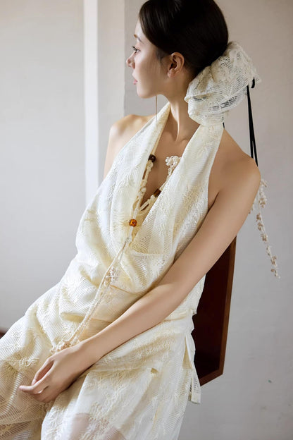 Off-White Draped Halter Top