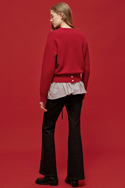Embroidered Wool Denim Pants