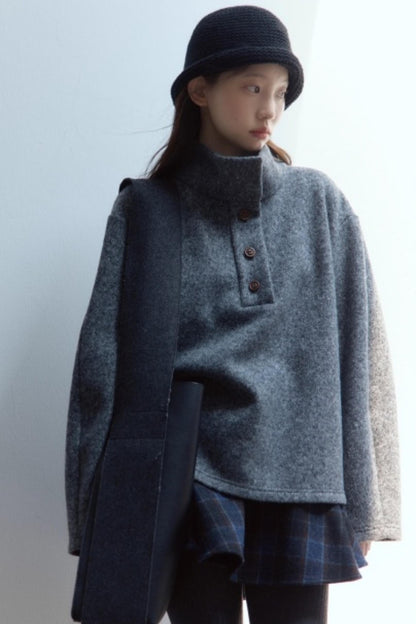 Carbon Gray Plush Wool Knit Set-Up