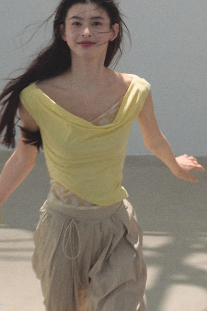 Swing Neck Check Slim Fit Crop Top