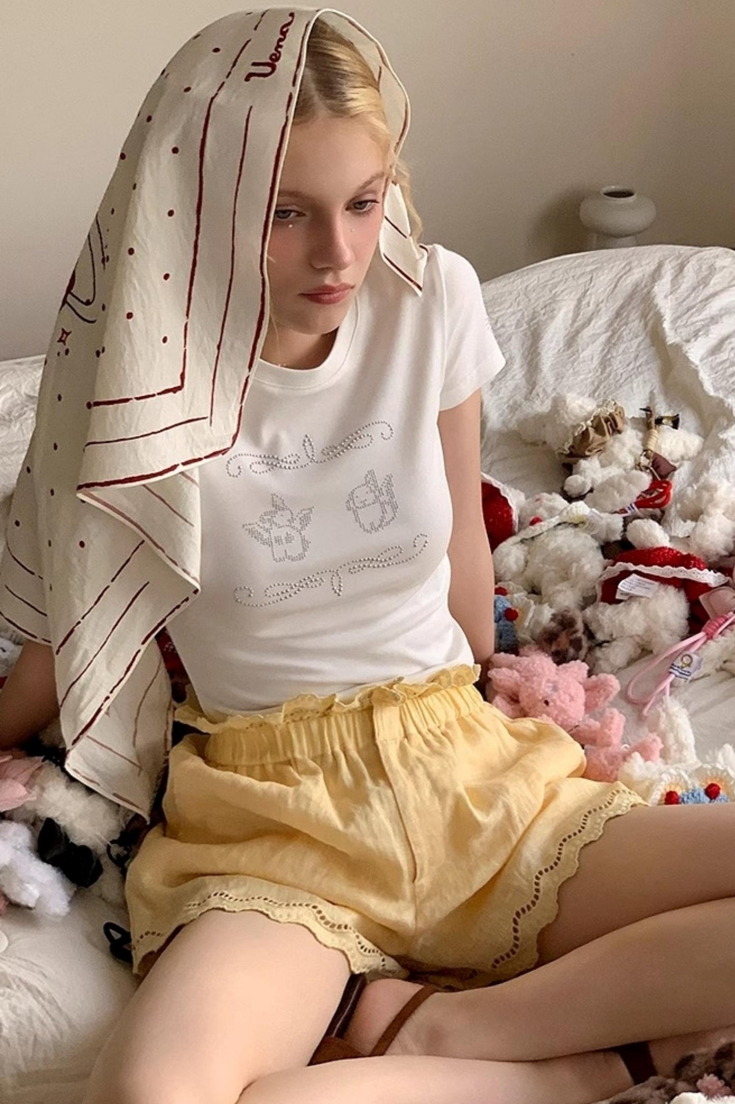 Lace Ensemble Shirt And Shorts Set-Up