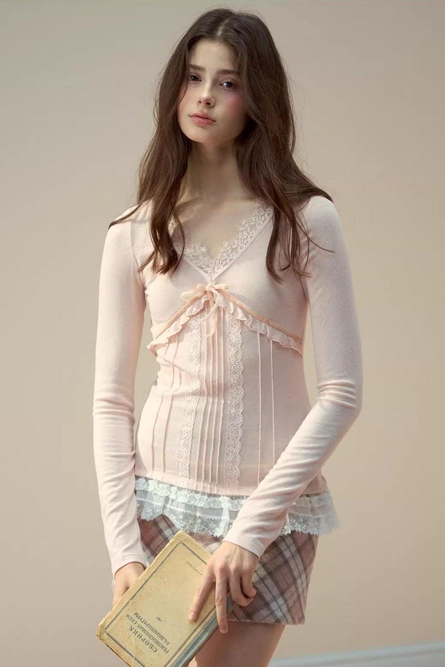 텐셀 울 레이스 긴팔 티셔츠