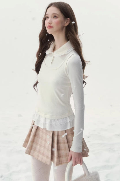 Faux Two-Piece Knitted T-Shirt