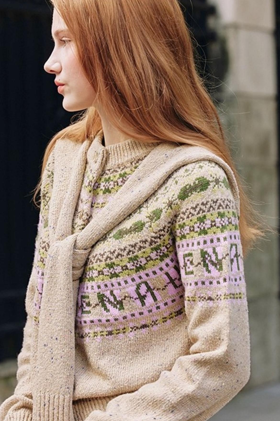 Khaki Fair Isle Wool Cardigan