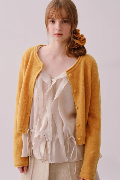 Lyocell Ruffled V-Neck Shirt