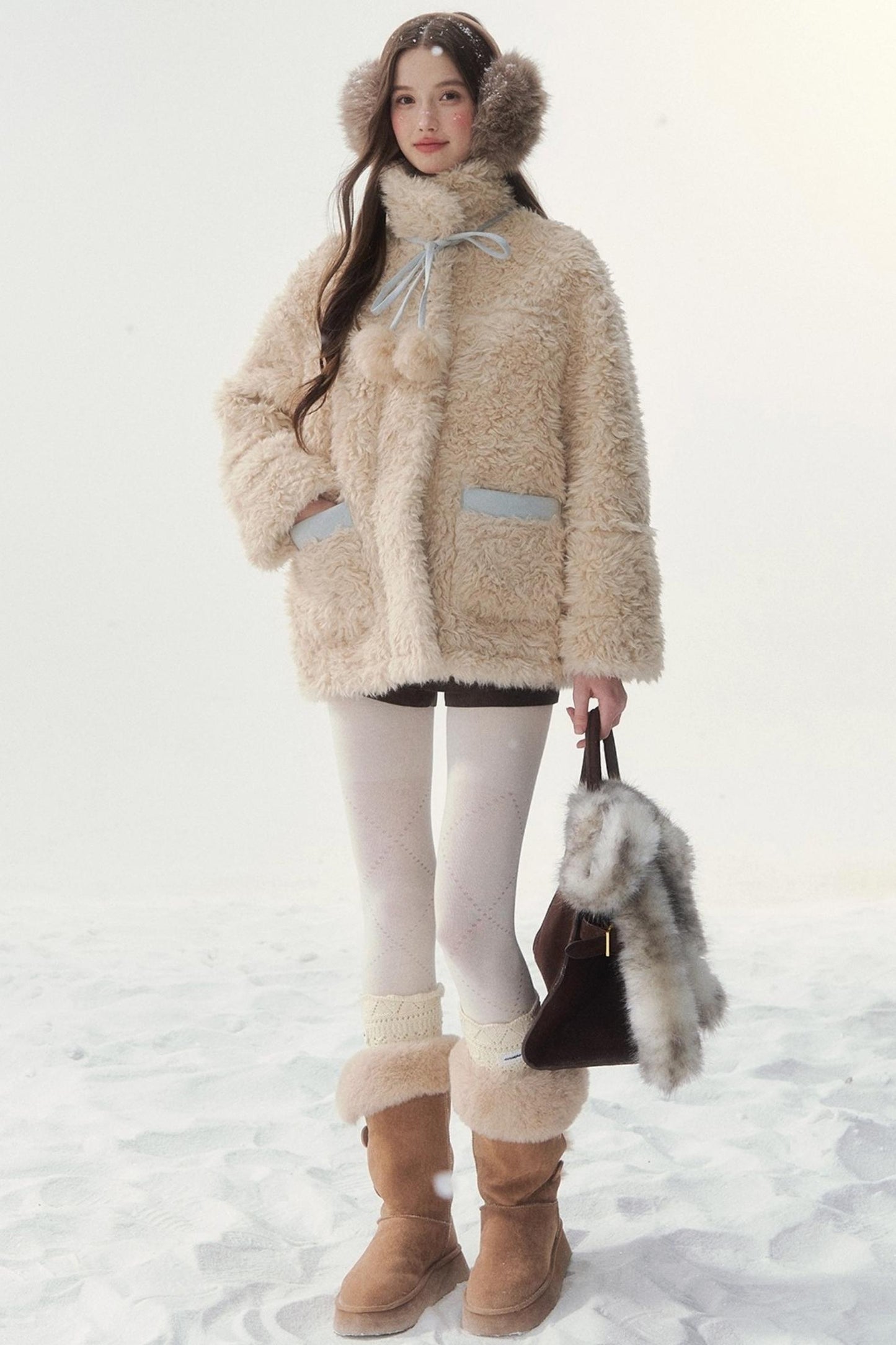 Pink and Blue Reversible Fur Coat