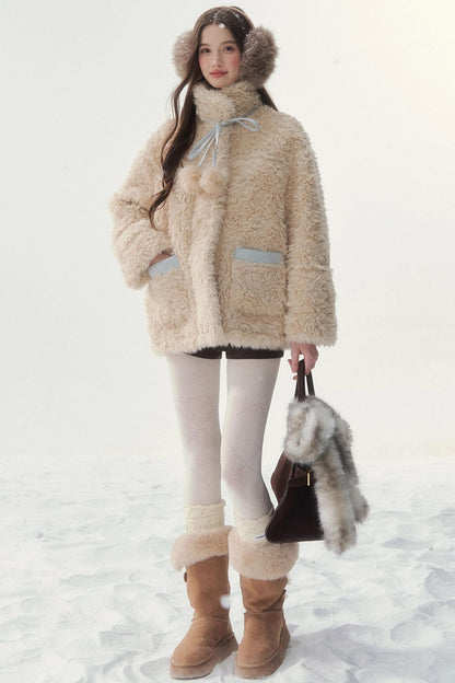 Pink and Blue Reversible Fur Coat