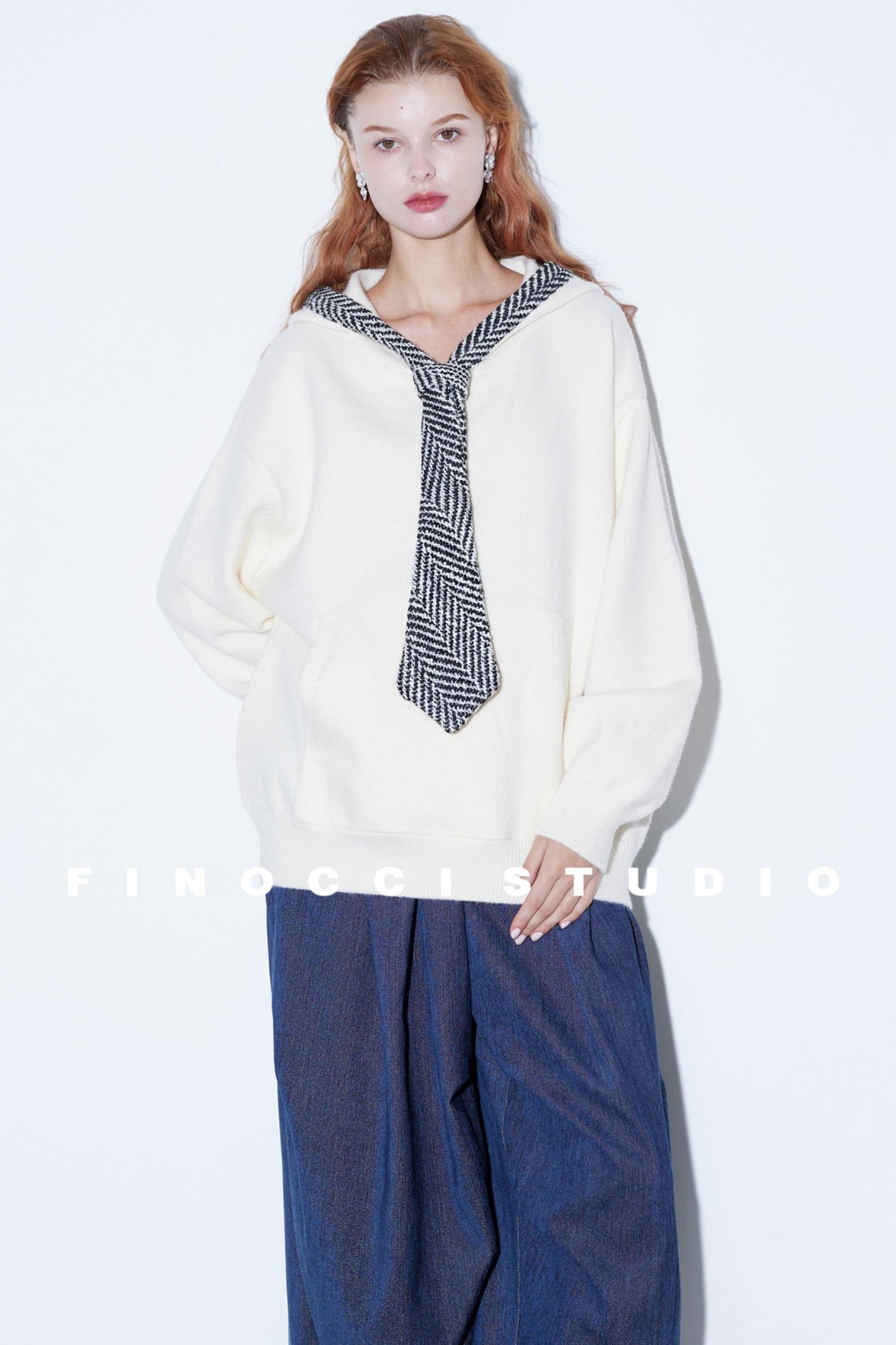 Herringbone Hooded Winter Top