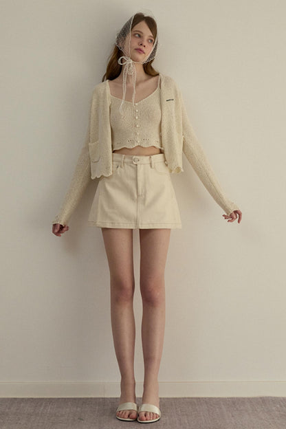 Embroidered A-Line Jacket Skirt Set-Up