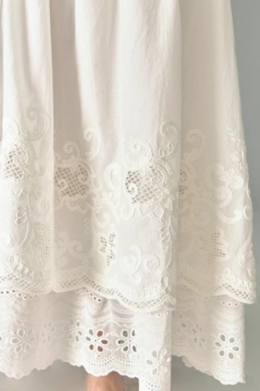 Sunshine Island Tencel Lace-Up Cinched Waist Dress