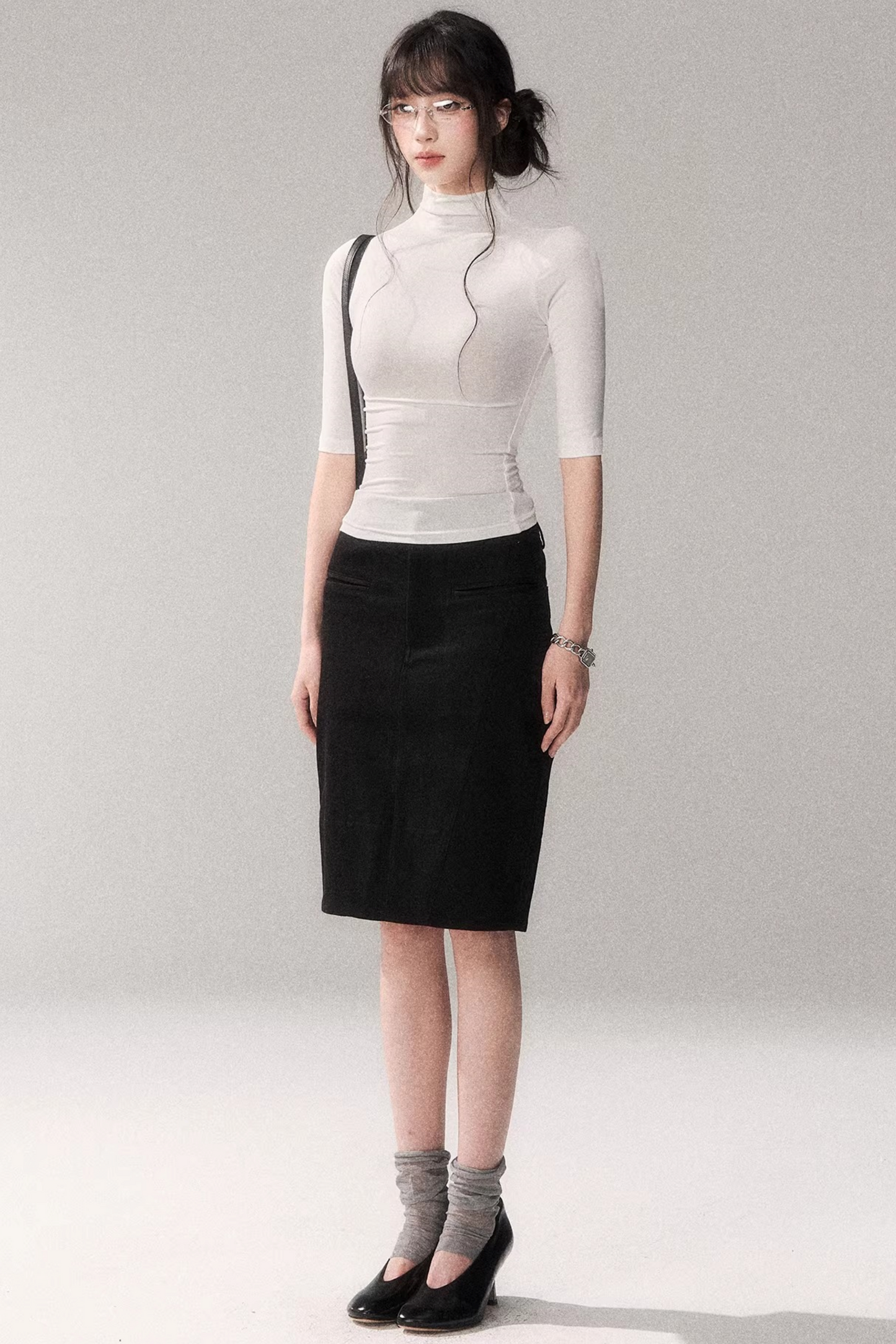 Retro Mid-Sleeve Slim Top