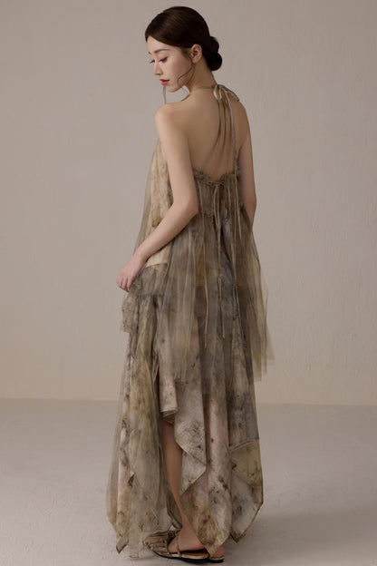 Floral Mesh Tie Neck Camisole