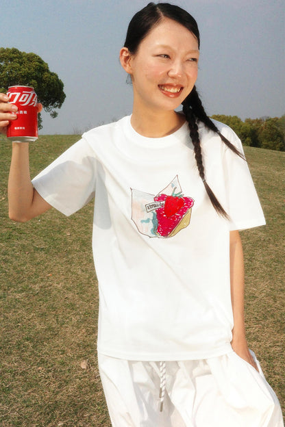 Hand-Painted Strawberry Tee