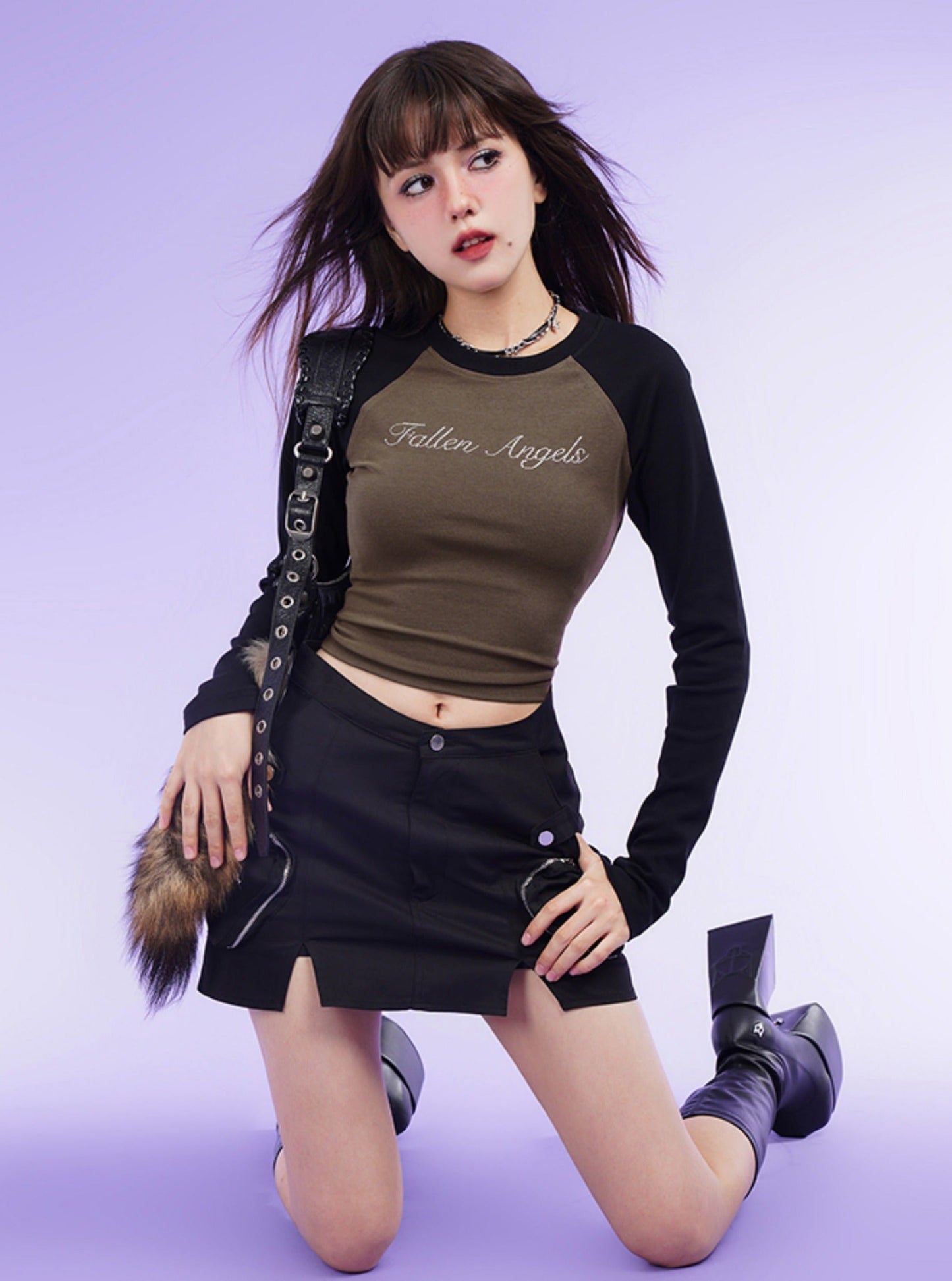 Long Sleeve Chest Lettering T-Shirt Dress