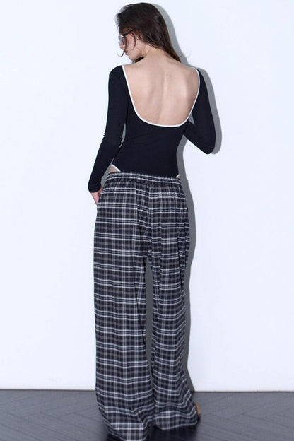 Striped Backless Jumpsuit Design Top