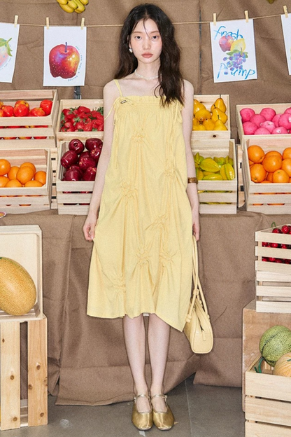 Marigold Pleated Flower Dress