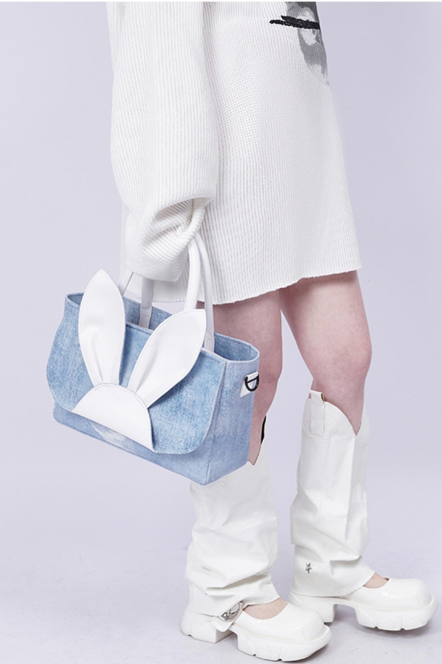 Denim Rabbit Tote Bag