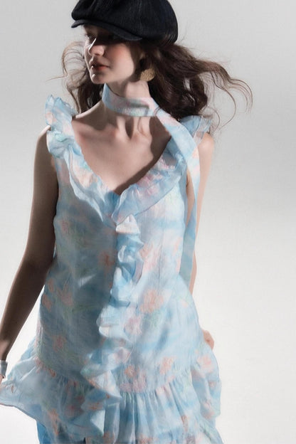 Sea Glass Tencel Ruffle Crop Dress Set-Up