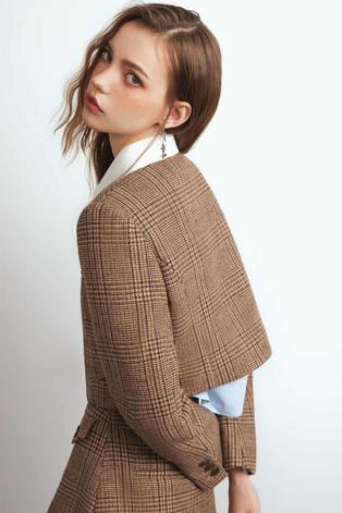 Brown Checked Tweed Jacket