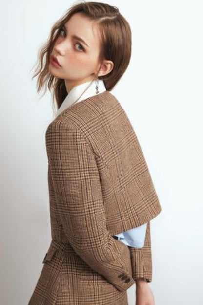 Brown Checked Tweed Jacket