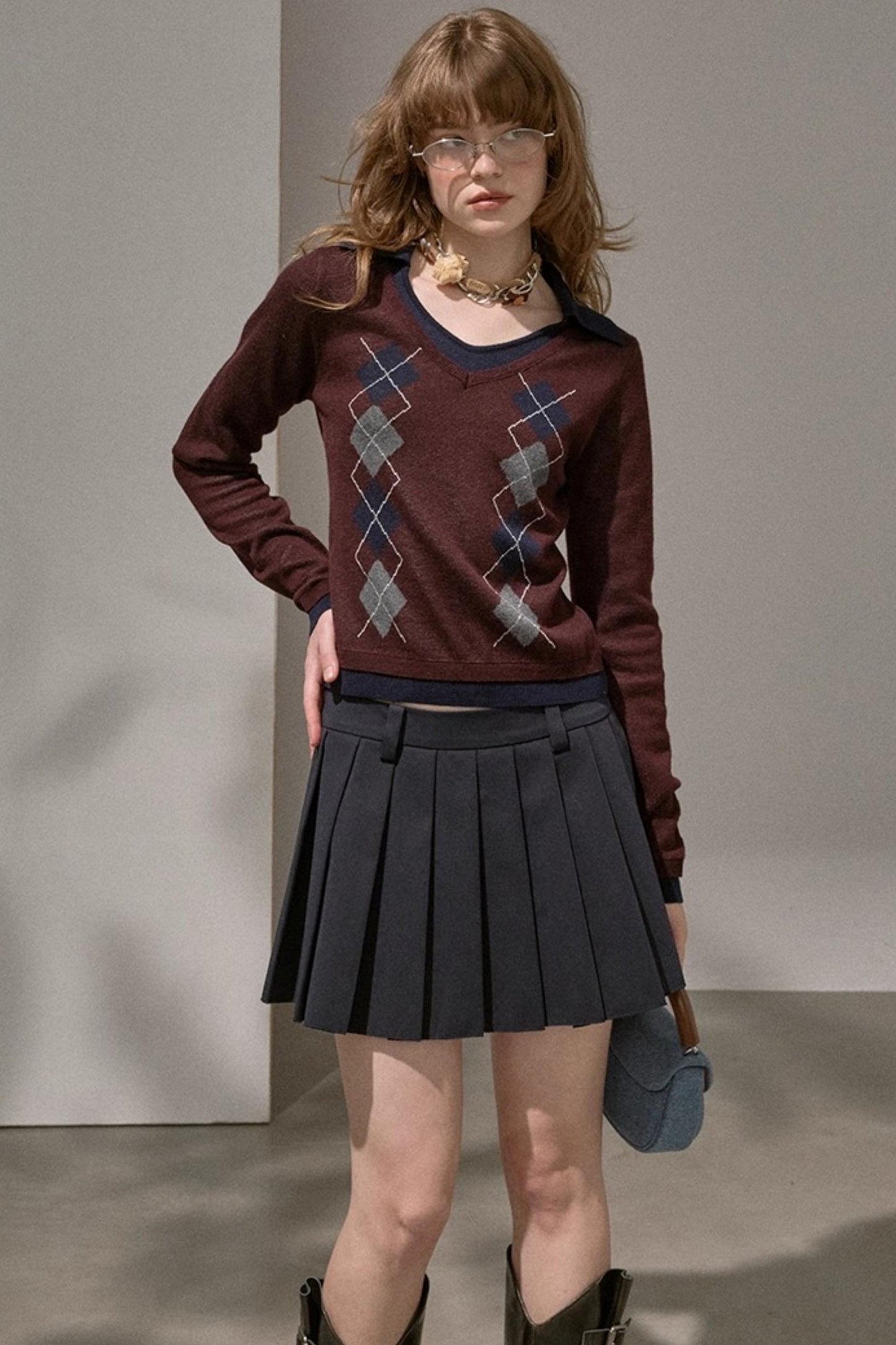 Preppy Silk Pleated Puffy Skirt