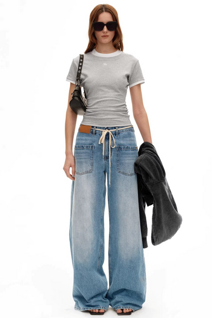Color-Block Ruched Slim Tee
