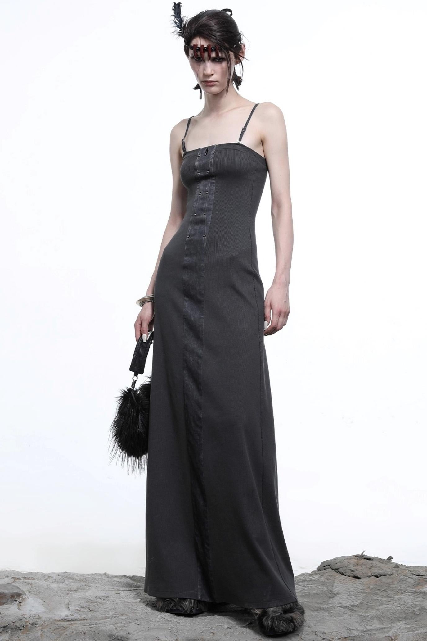 Patchwork Slim Slip Dress