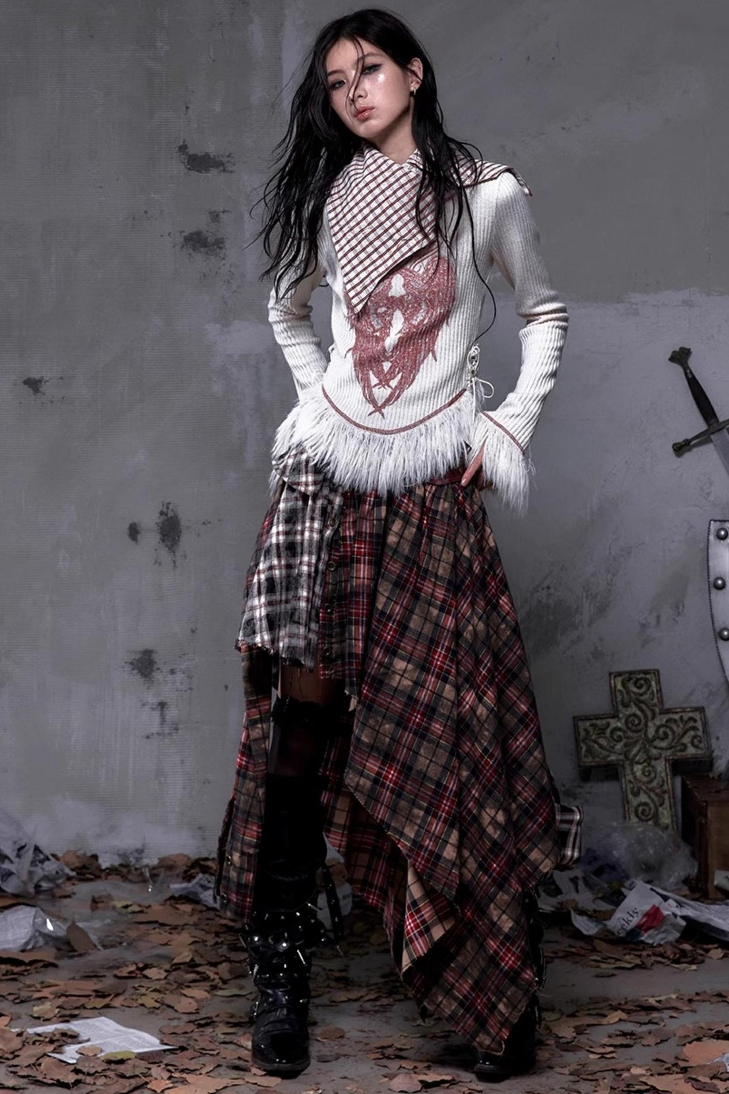 Vintage Punk Plaid Skirt