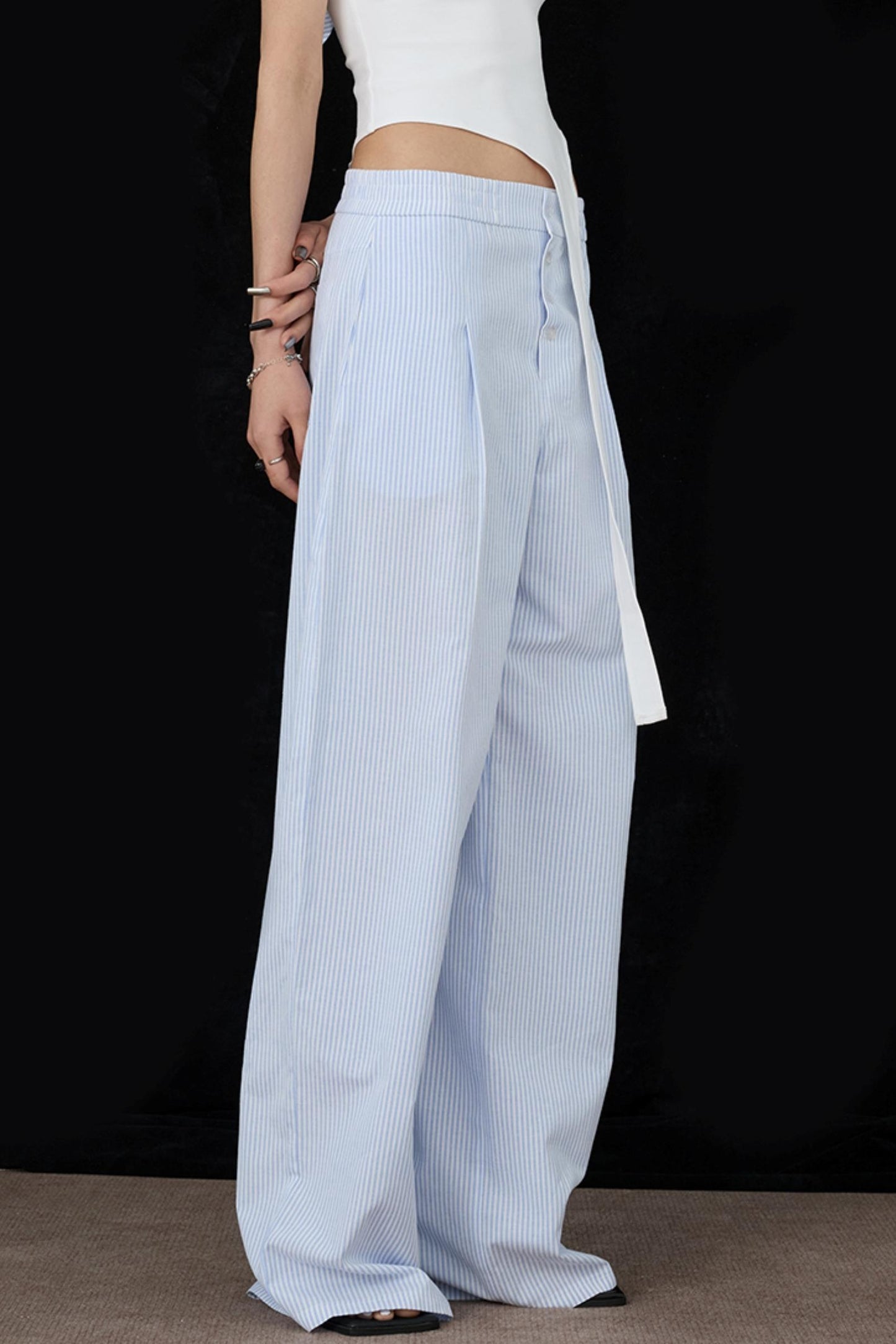 Blue Wide-Leg Pants