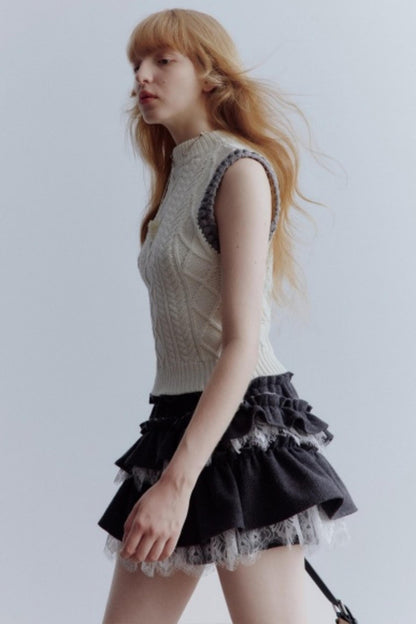 Lamb Cotton Crochet Woolen Vest