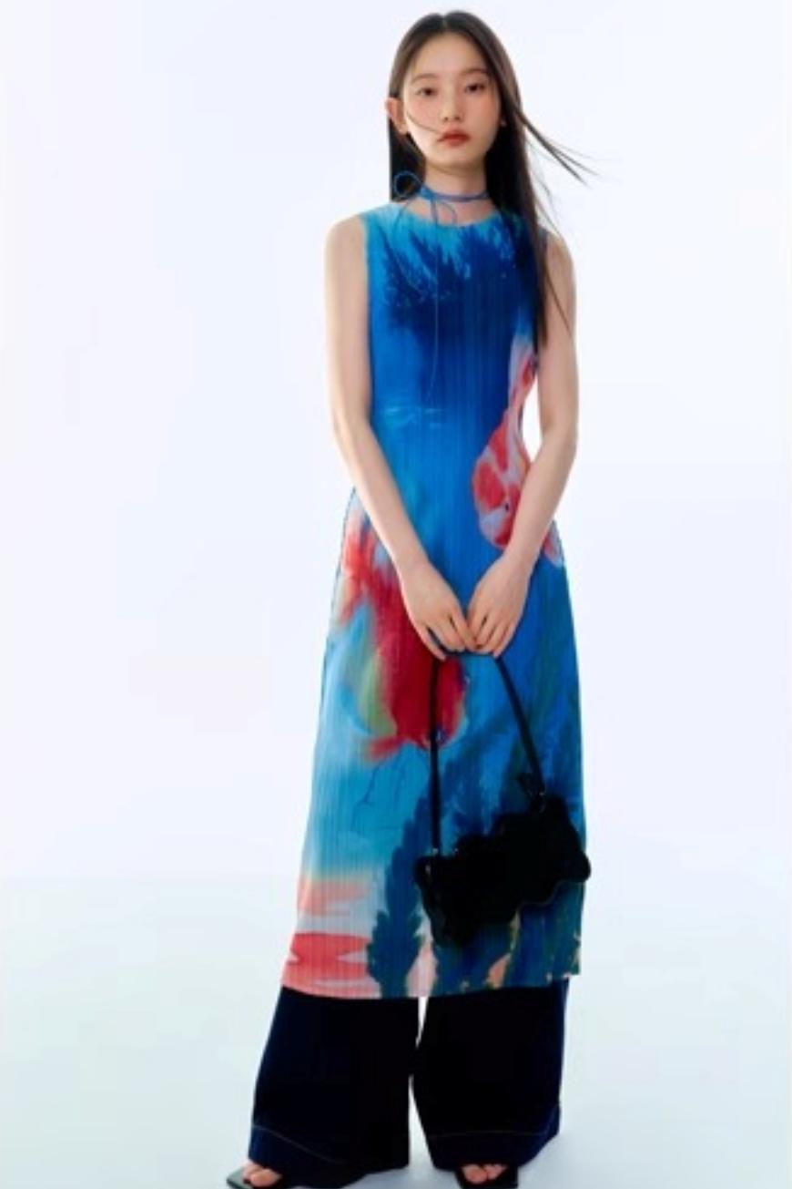 Vintage Goldfish Print Dress