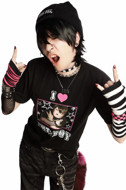 Versatile Gothic Slim Shoulder T-Shirt