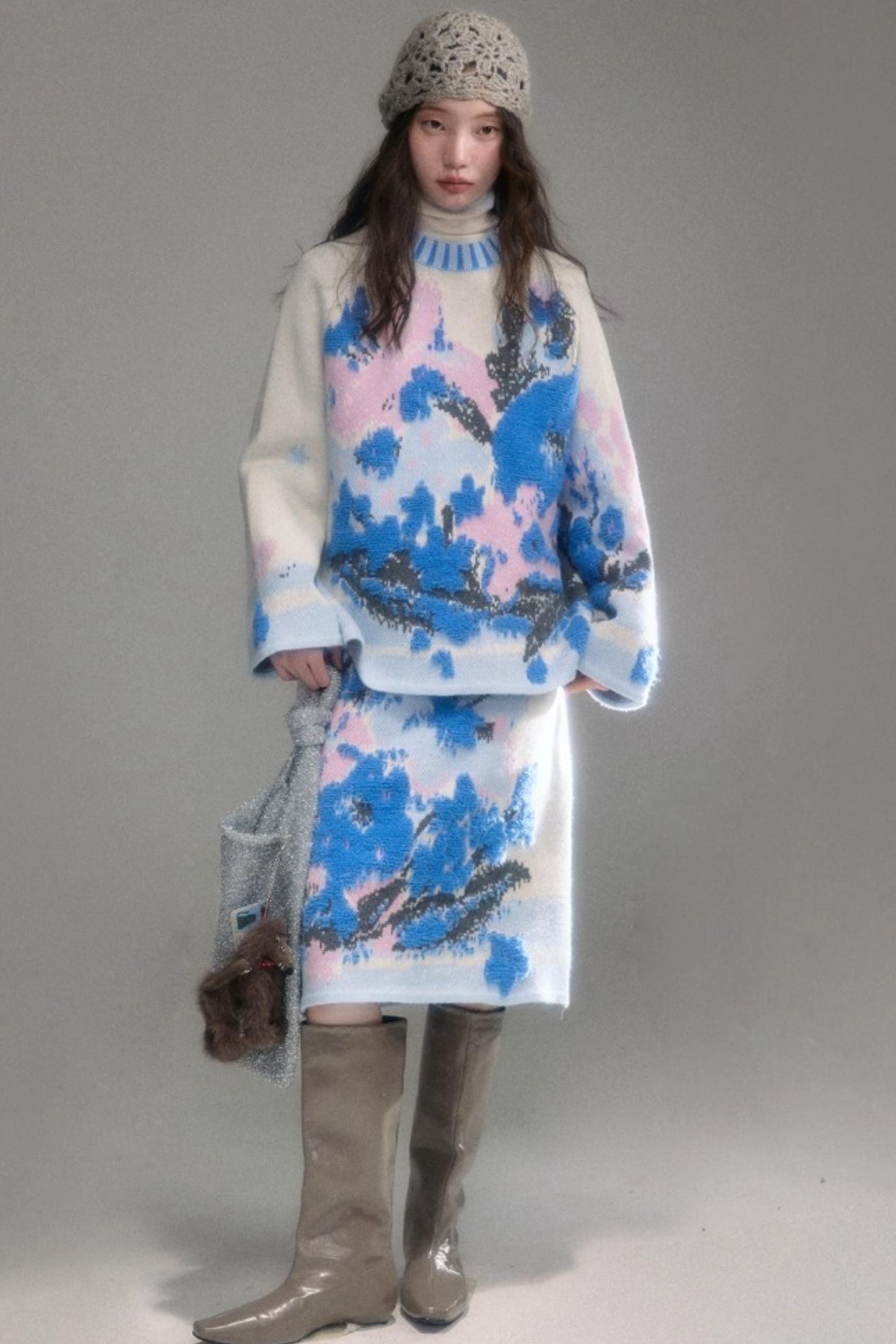 Oil Painting Jacquard Wool Sweater Set-Up