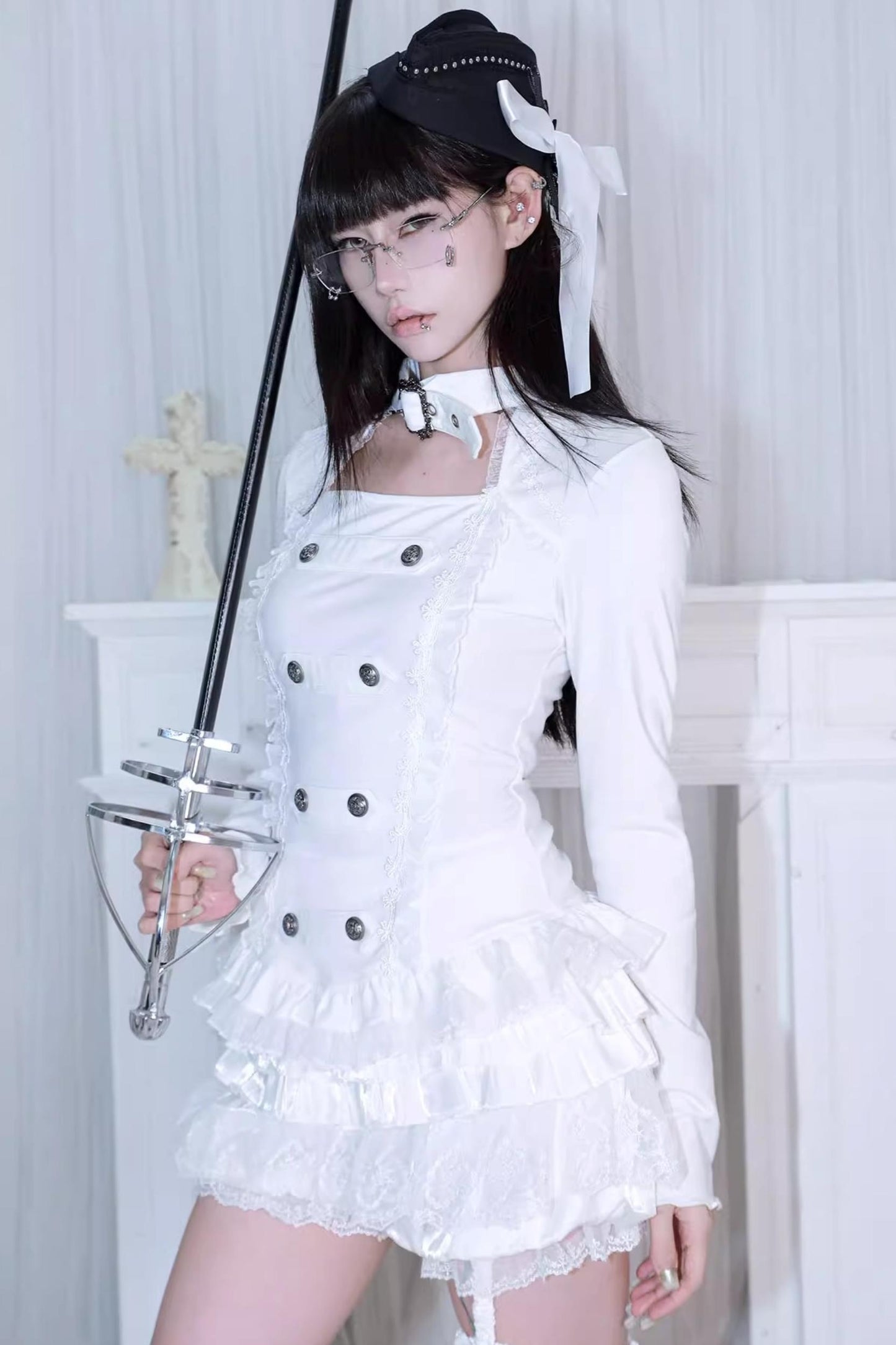 Velvet Double-Breasted Top