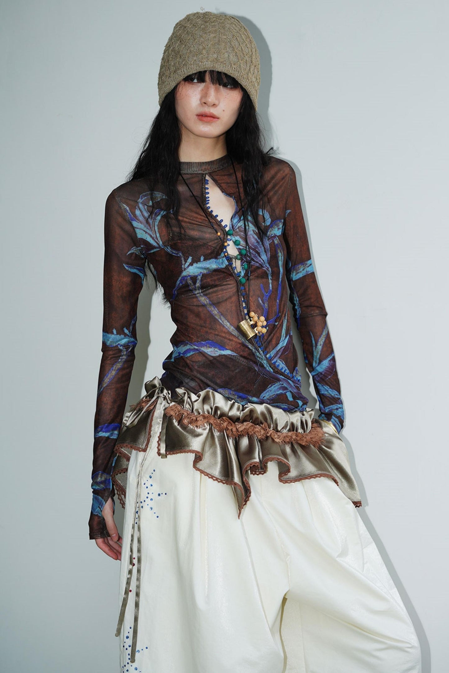 Shimmering Satin Short Skirt Curtain