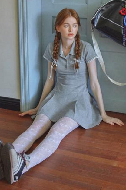 Gray Pleated A-Line Dress