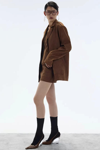 Hazelnut Suede Mini Skirt