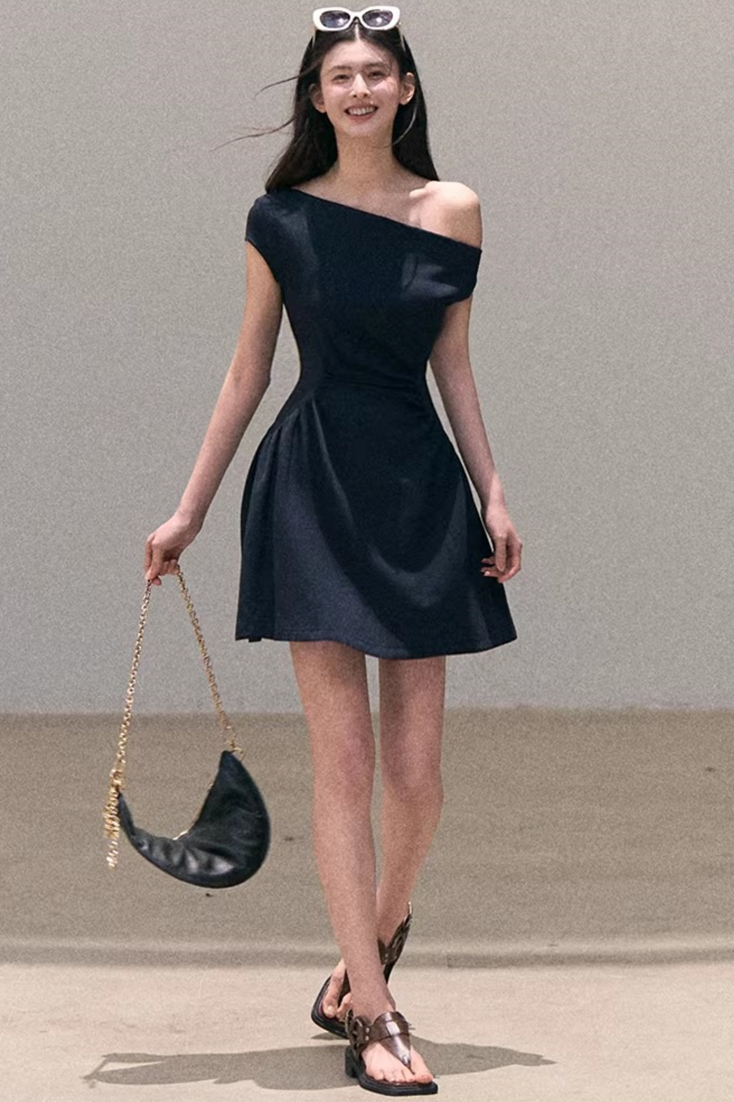 Lyocell-Asymmetrisches-Spitzenkleid
