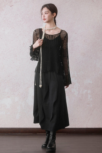 Summer Black Fishing Net Tee Set