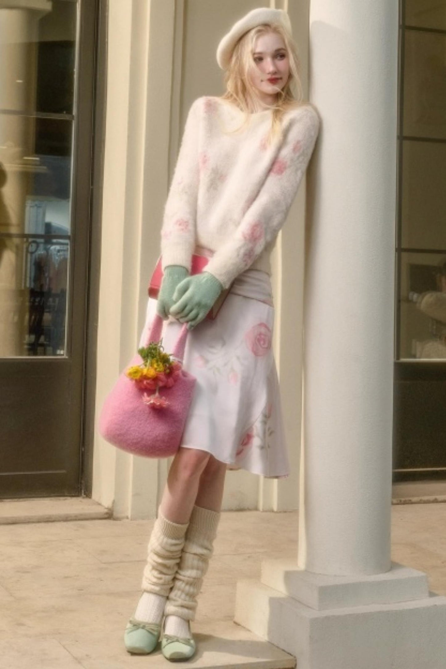 Milky Way Wool Sweater Skirt Set-Up