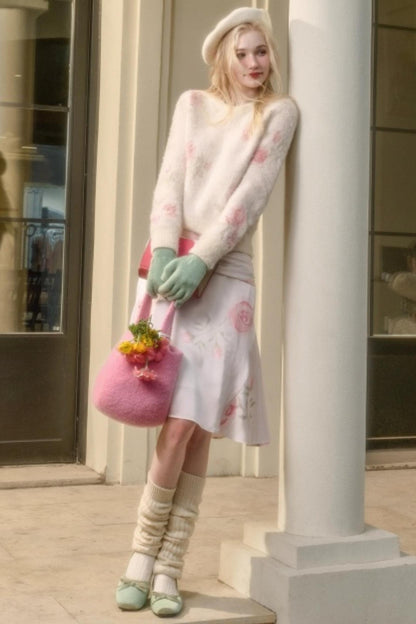 Milky Way Wool Sweater Skirt Set-Up