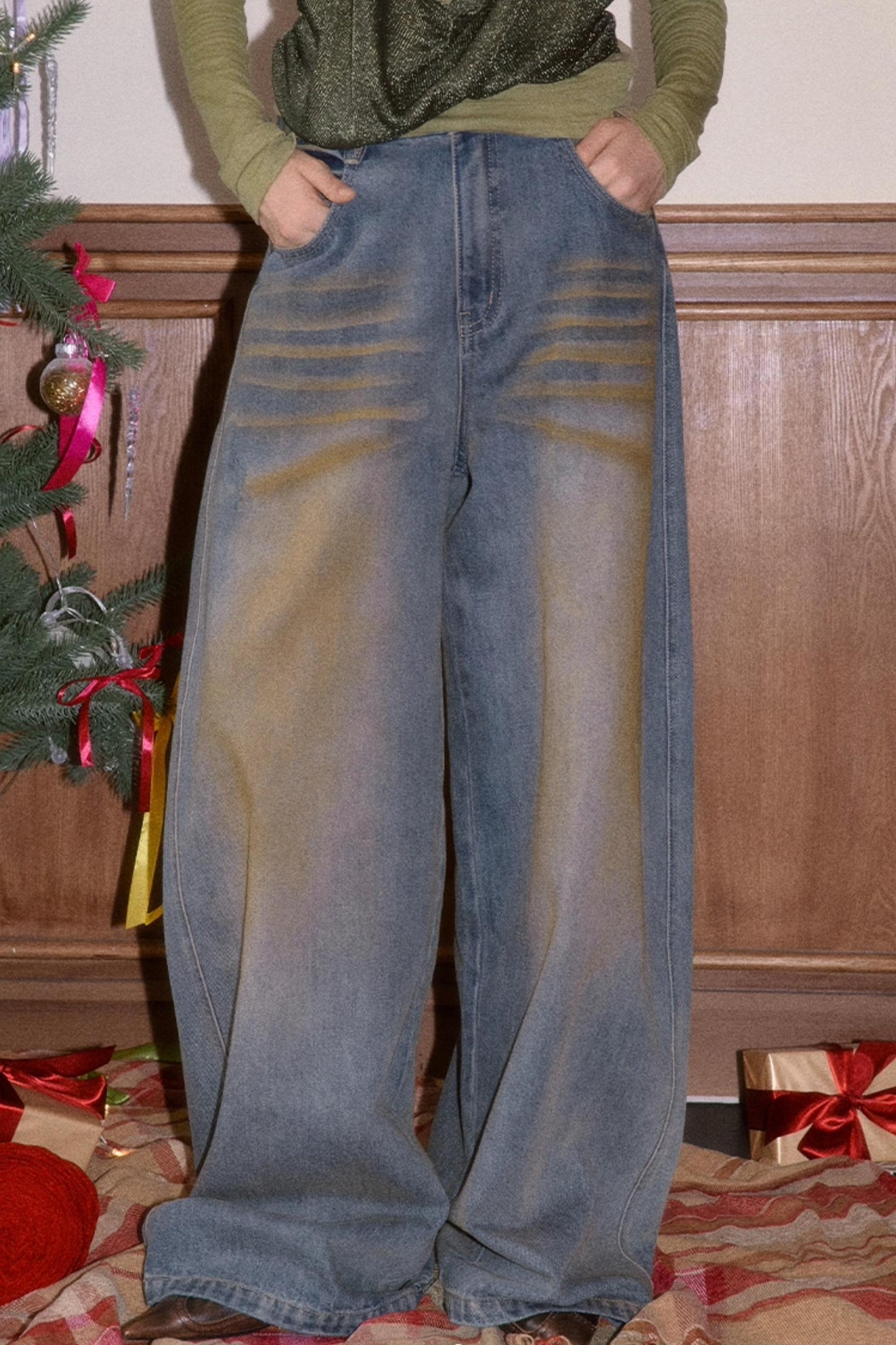 Vintage Smeared Denim Pants