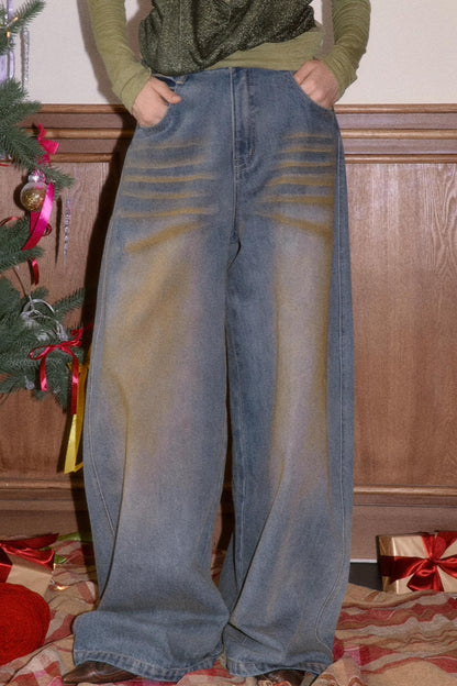 Vintage Smeared Denim Pants