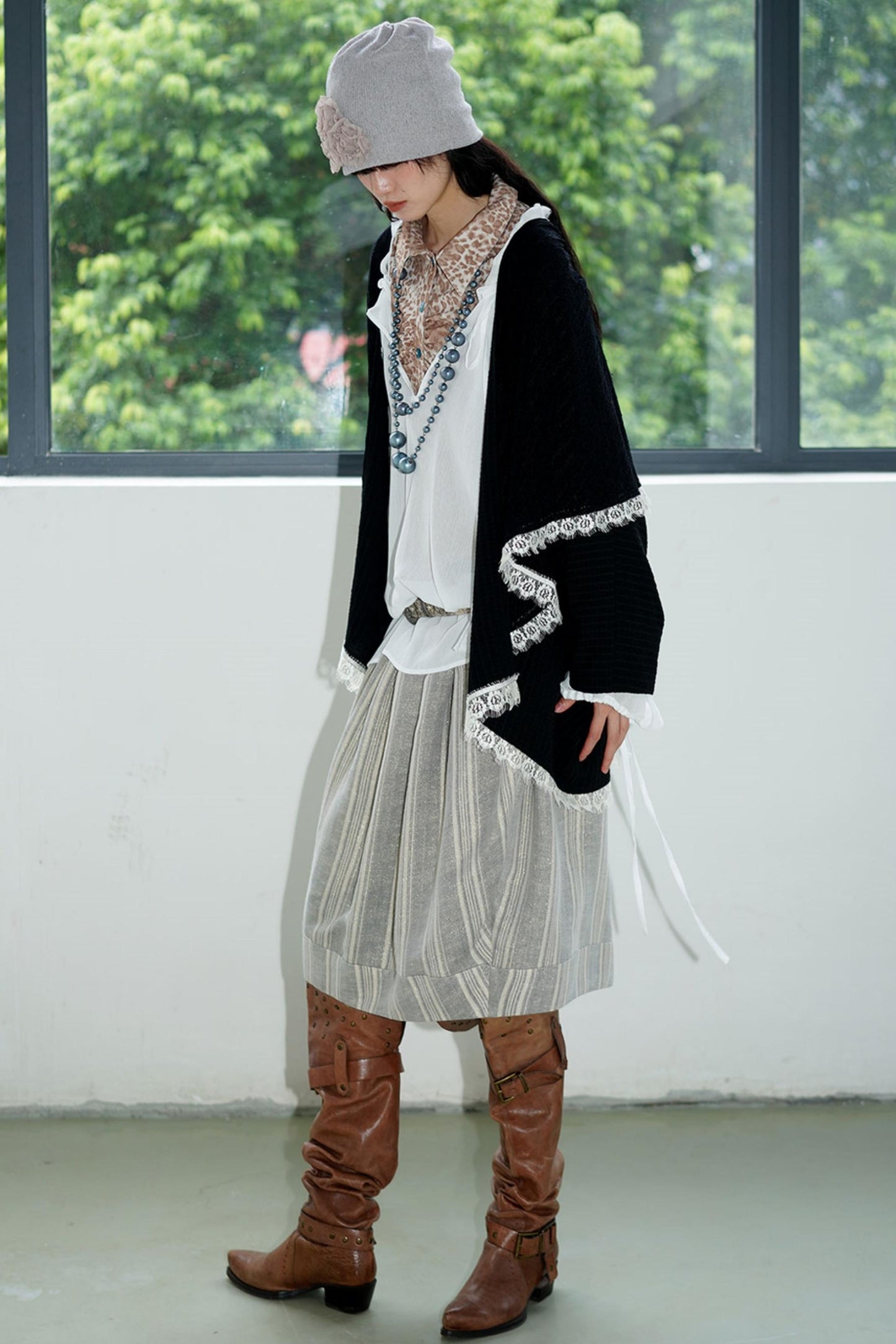 Vintage Paneled Lace Cropped Cardigan Coat