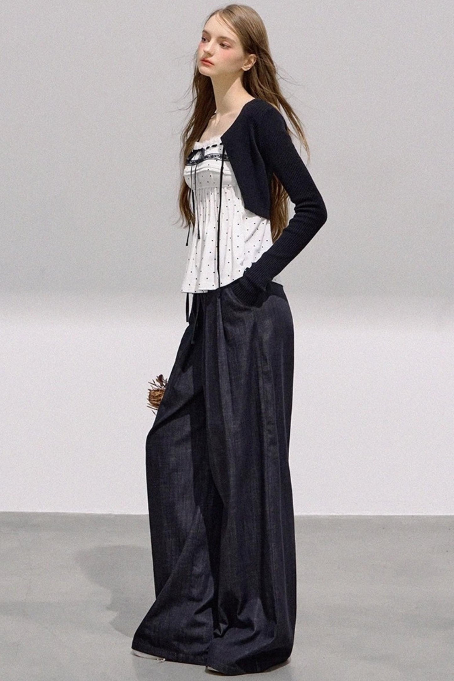 Lace Bow Polka Dot Top Set-Up