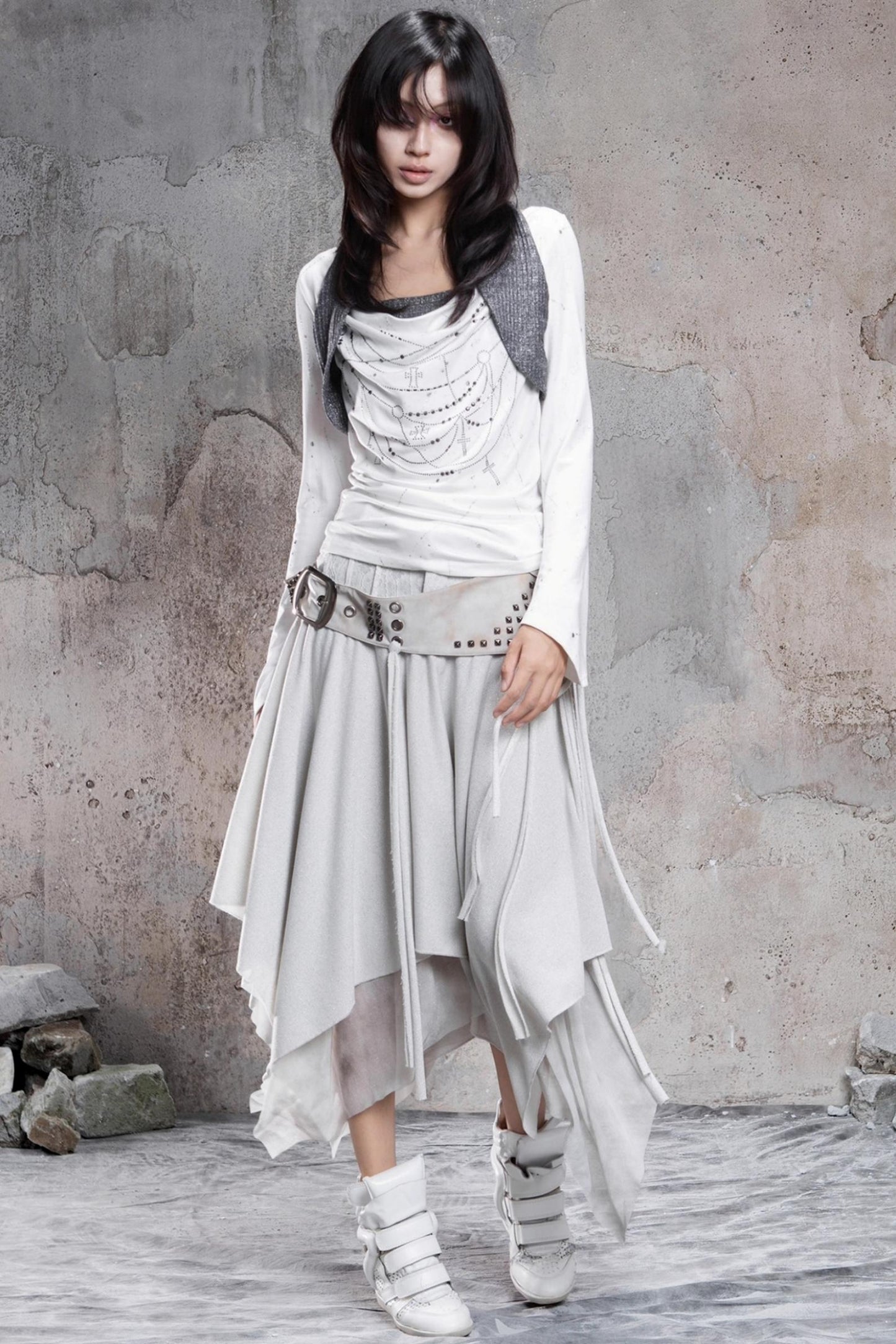 Irregular Multi Layer Rivet Skirt