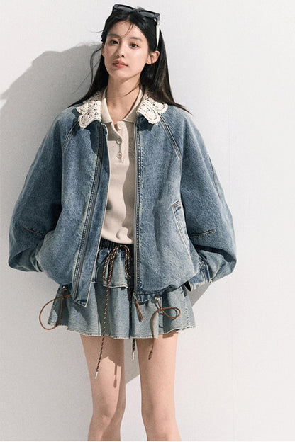 Vintage Crochet Denim Jacket Set-Up