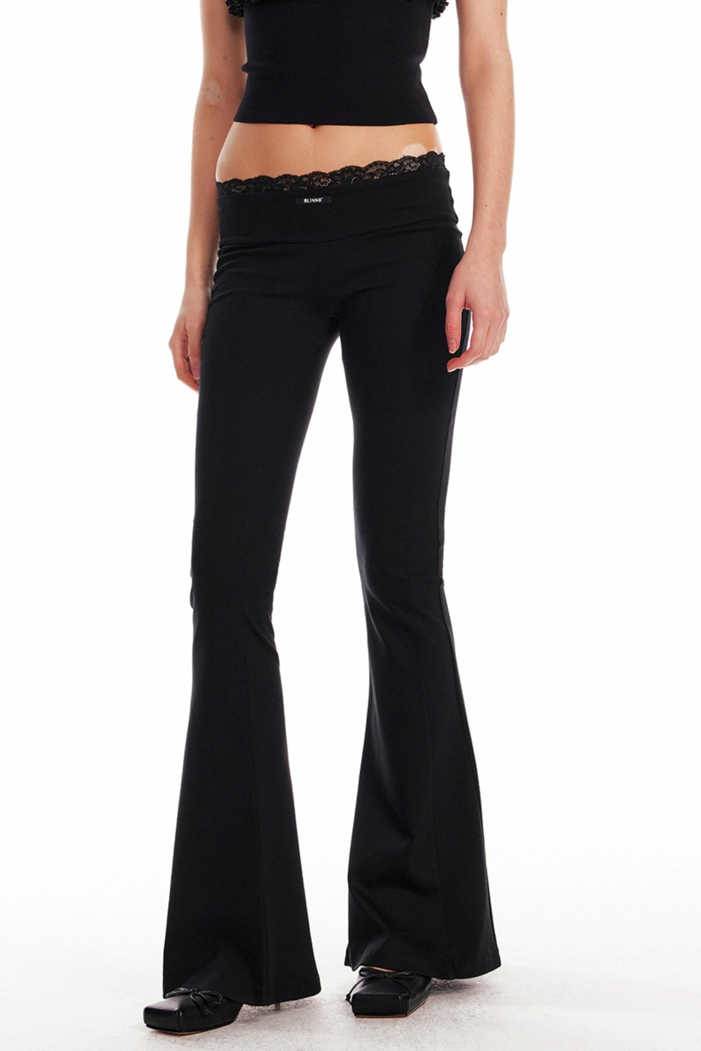Black Lace Flare Pants
